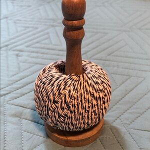 Martha Stewart Wooden Twine Holder with Black and Cream Twine